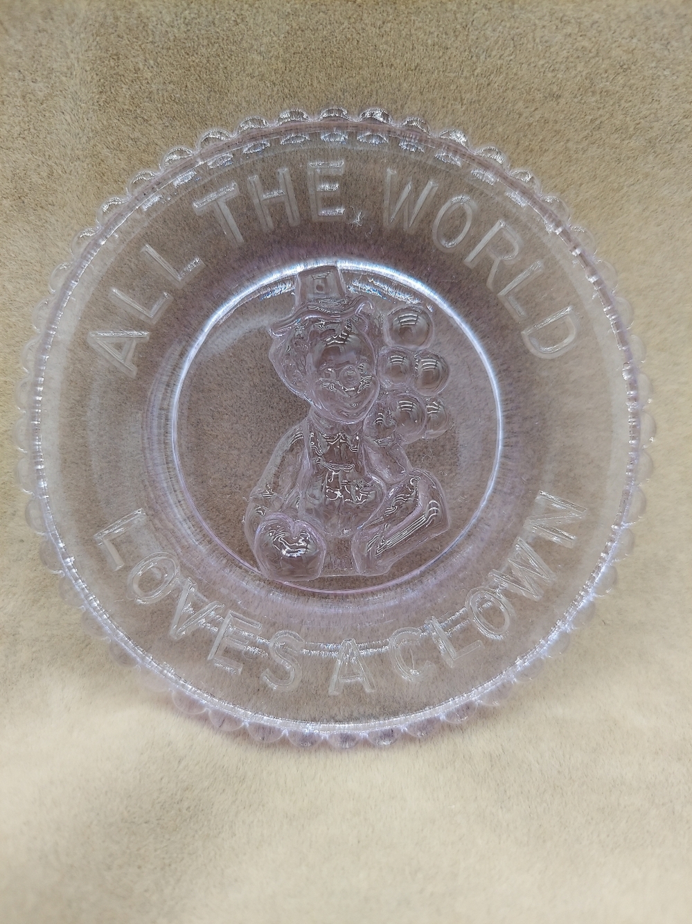 Vintage "All The World Loves a Clown" Purple Plate Clowncore Aesthetic Decor